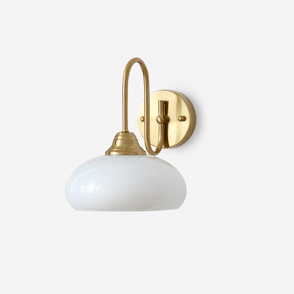 Bauhaus Wind Cream Glass Shade Metal Curved Pole Wall Sconce