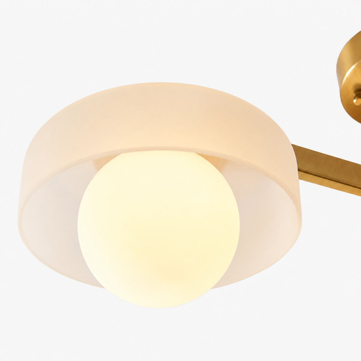 Zirvos Pendant with Frosted Opal Globes and Brushed Brass Frame for Living and Dining