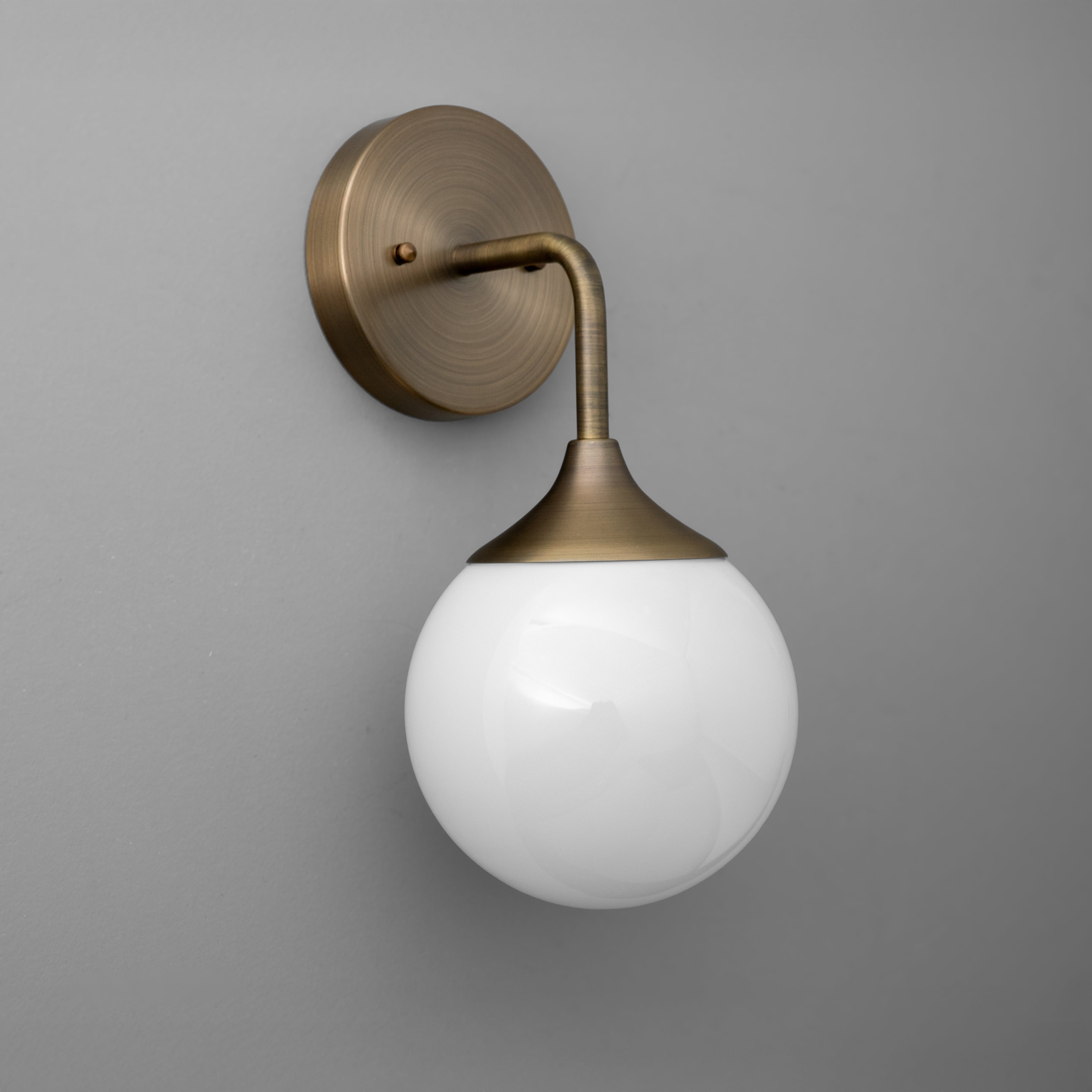 Glorica Glass Wall Sconce - Frosted Globe Light with Brass Fixture