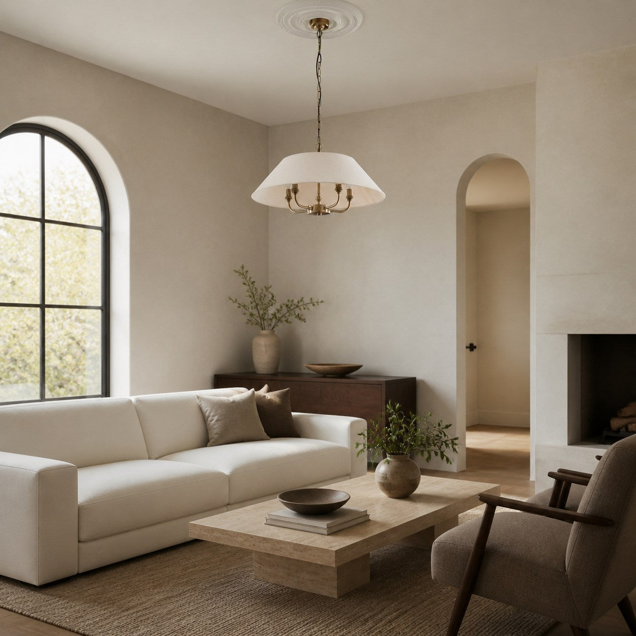 Zevatik Pendant Lamp with Linen Shade – Classic Multi-Light Design for Dining and Living