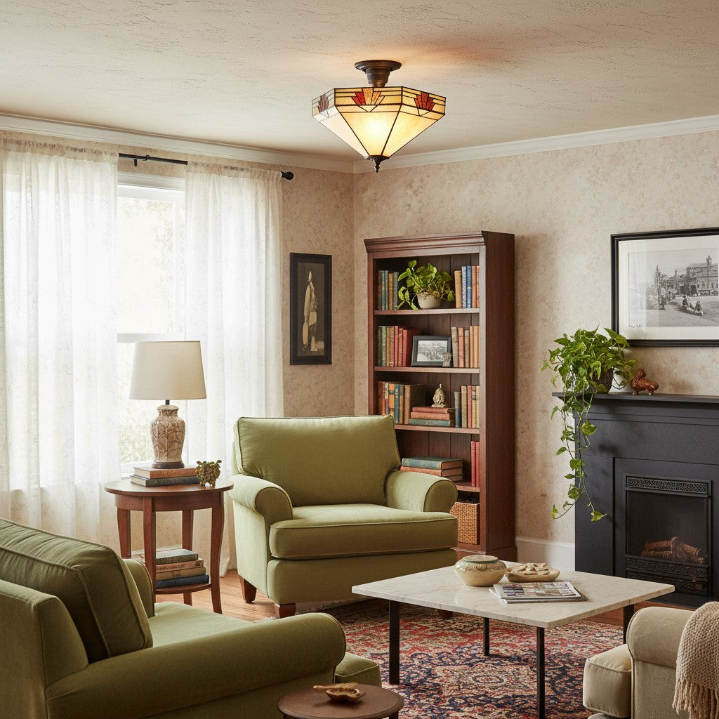 TF Nevada Glass Shade Ceiling Light – Semi-Flush for Entryways and Dining Rooms