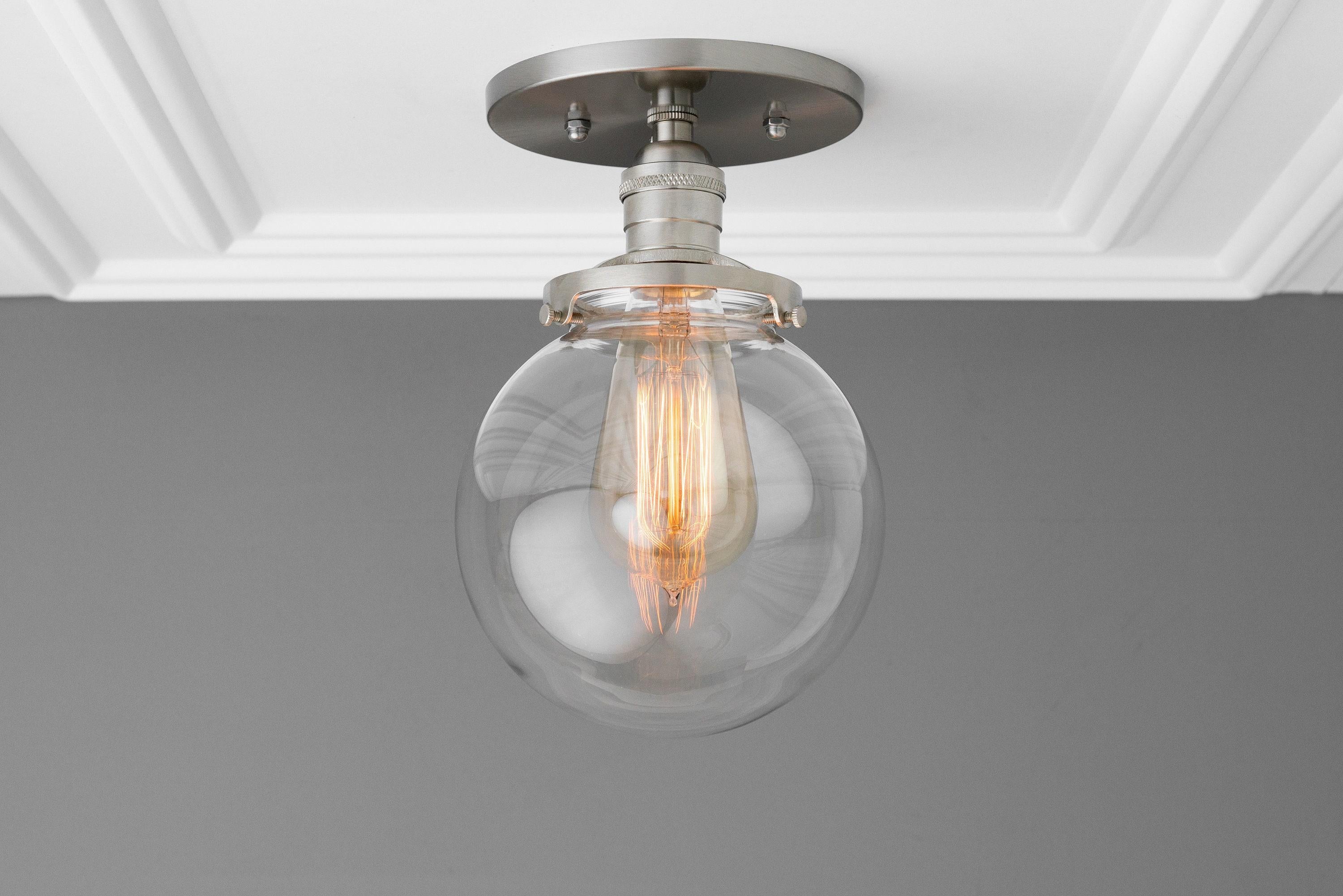 Glorica Glass Retro Globe Ceiling Light - Vintage Industrial Home Lighting