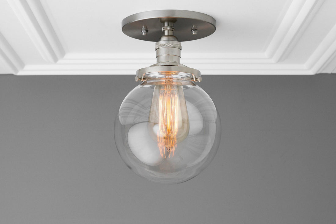 Glorica Glass Retro Globe Ceiling Light - Vintage Industrial Home Lighting