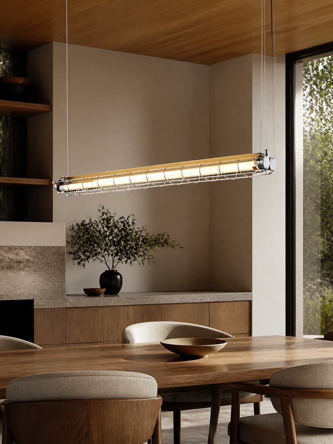 Modern Acrylic Linear LED Chandelier in Black or Silver