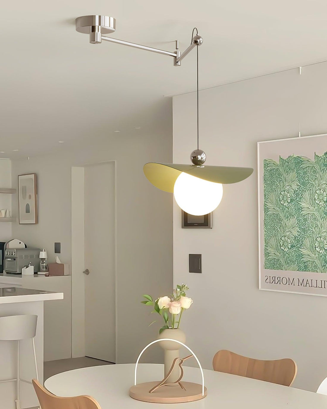 Simple Adjustable Metal Swing Arm Pendant Lamp
