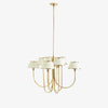 Ruchee Chandelier – Layered Fabric Shade Brass Ceiling Light for Dining or Living Spaces