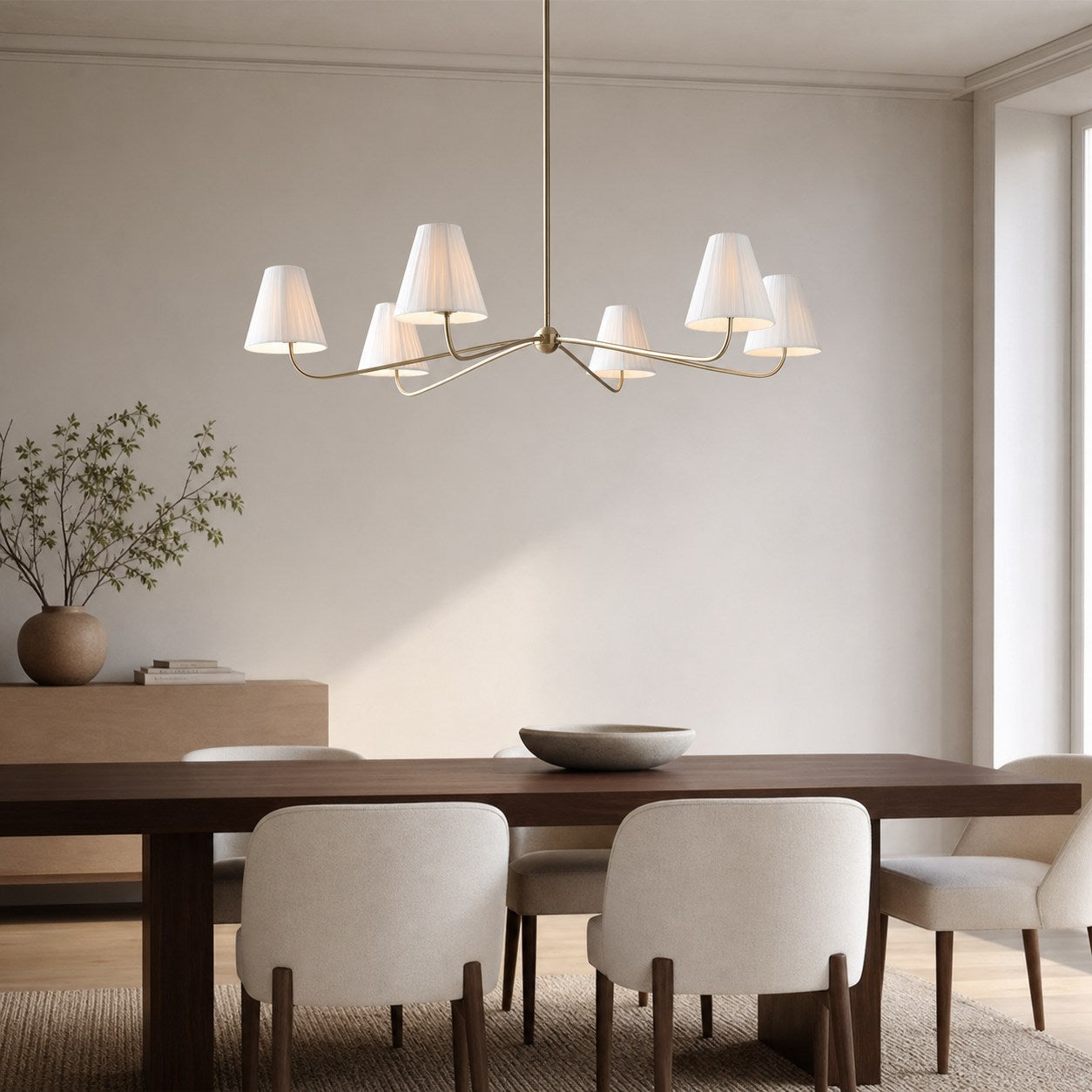 Fibura Metal Modern Linen Shade Linear Chandelier - Clean Lines