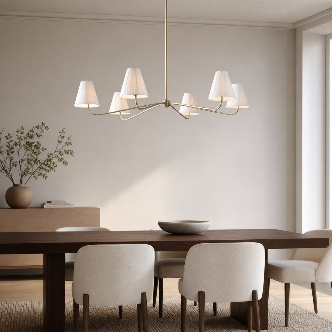 Fibura Metal Modern Linen Shade Linear Chandelier - Clean Lines