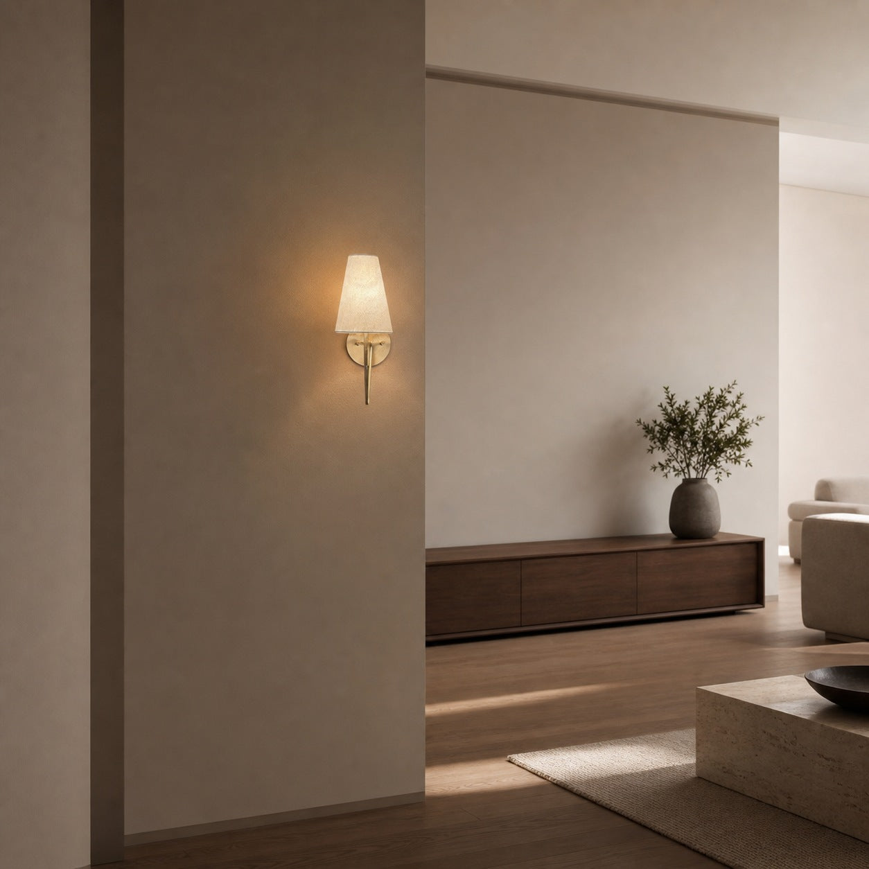 Organic Glass Scoop Wall Light – Minimalist Modern Decorative Ambient Sconce for Living Room
