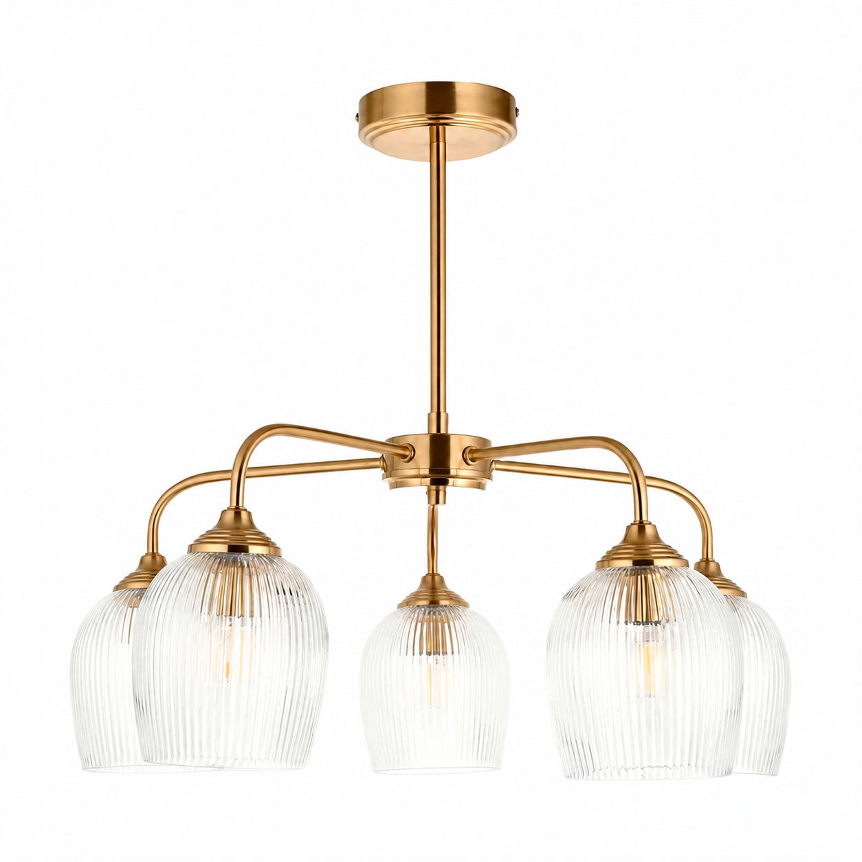 Brazara Multi-Light Glass Shade Pendant Lamp – Curved Metal Arms for Modern Homes