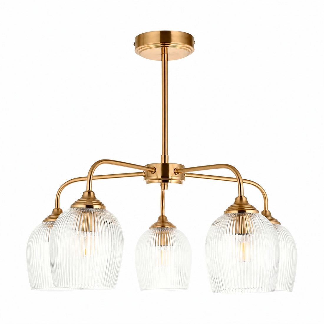 Brazara Multi-Light Glass Shade Pendant Lamp – Curved Metal Arms for Modern Homes