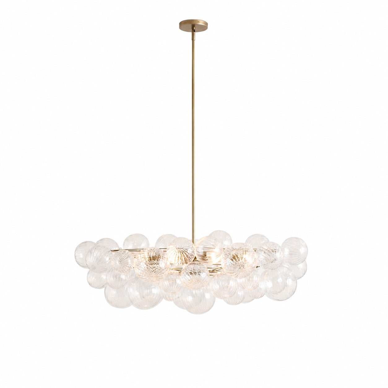Bravira Glass Bubbled Chandelier - Vintage Brass Oval Glass Lighting