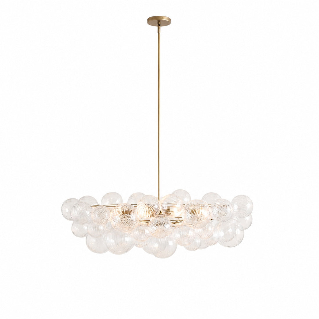 Bravira Glass Bubbled Chandelier - Vintage Brass Oval Glass Lighting