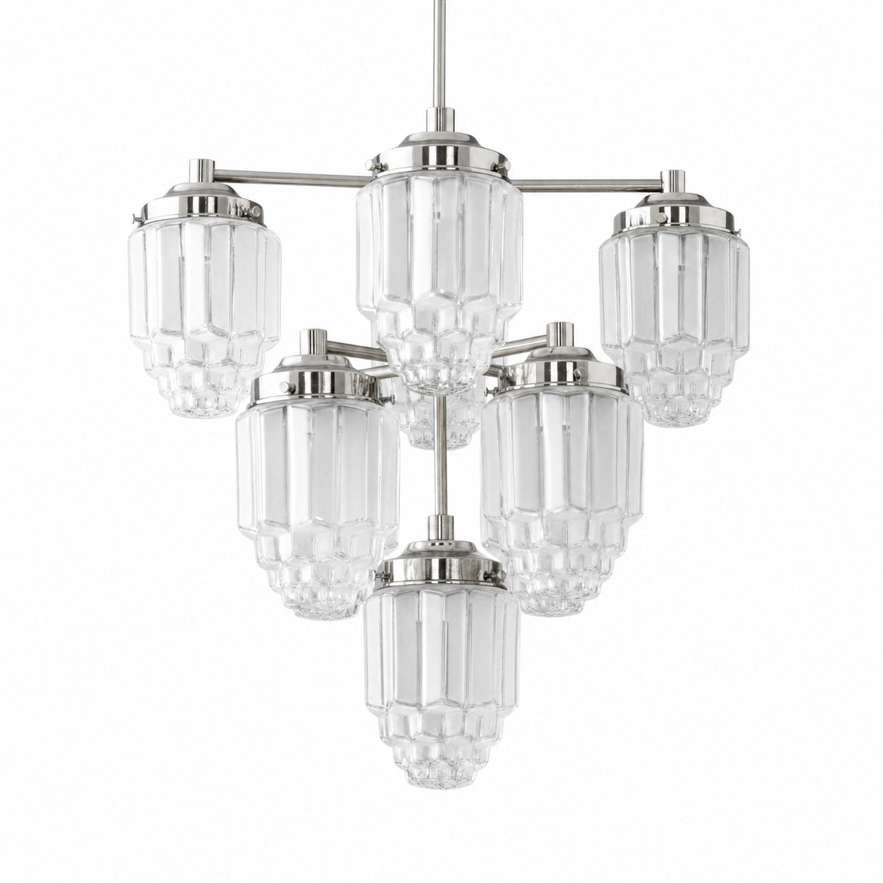 Tierlux Glass Textured Brass Chandelier – Timeless Lighting with Style