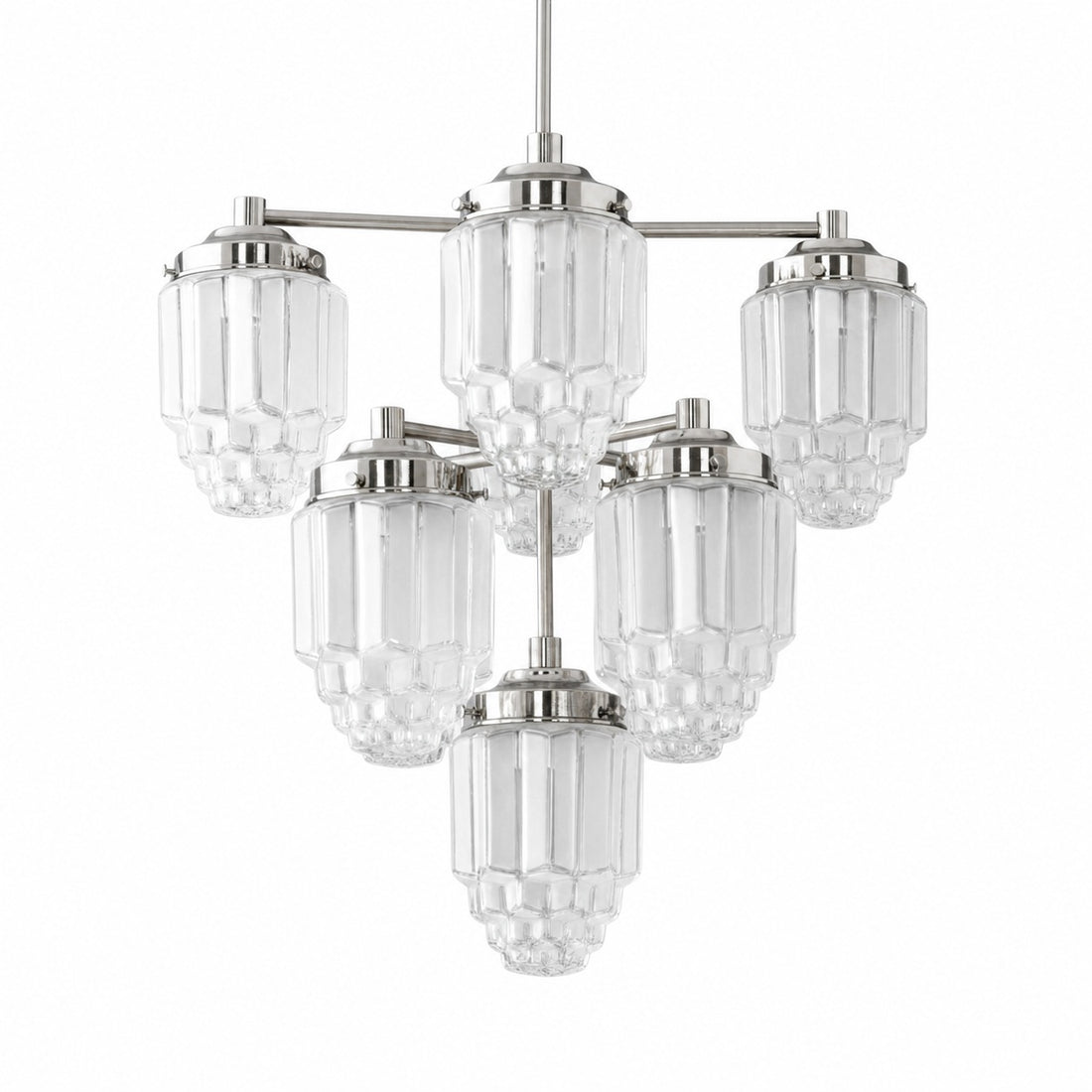 Tierlux Glass Textured Brass Chandelier – Timeless Lighting with Style