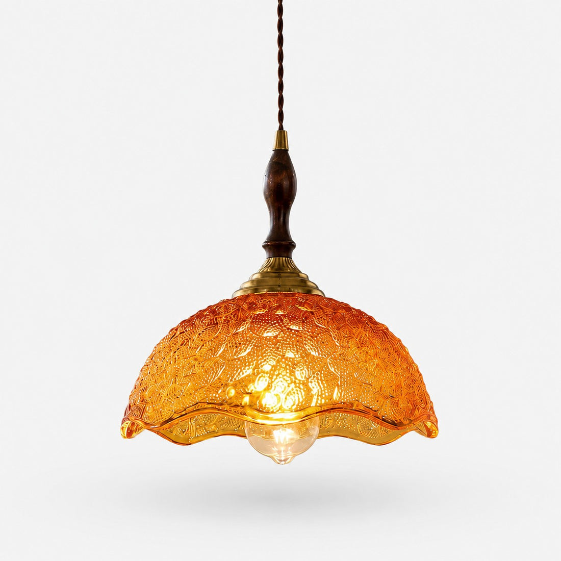 Vintage Scalloped Glass Pendant Light