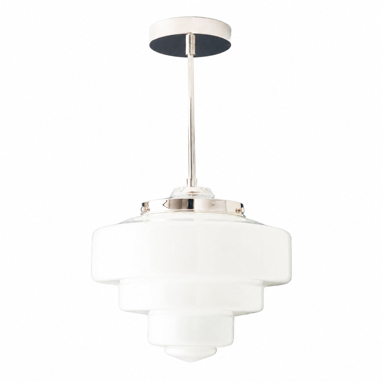 Geotower Glass Brass Pendant Light – Art Deco Opal Globe Ceiling Fixture