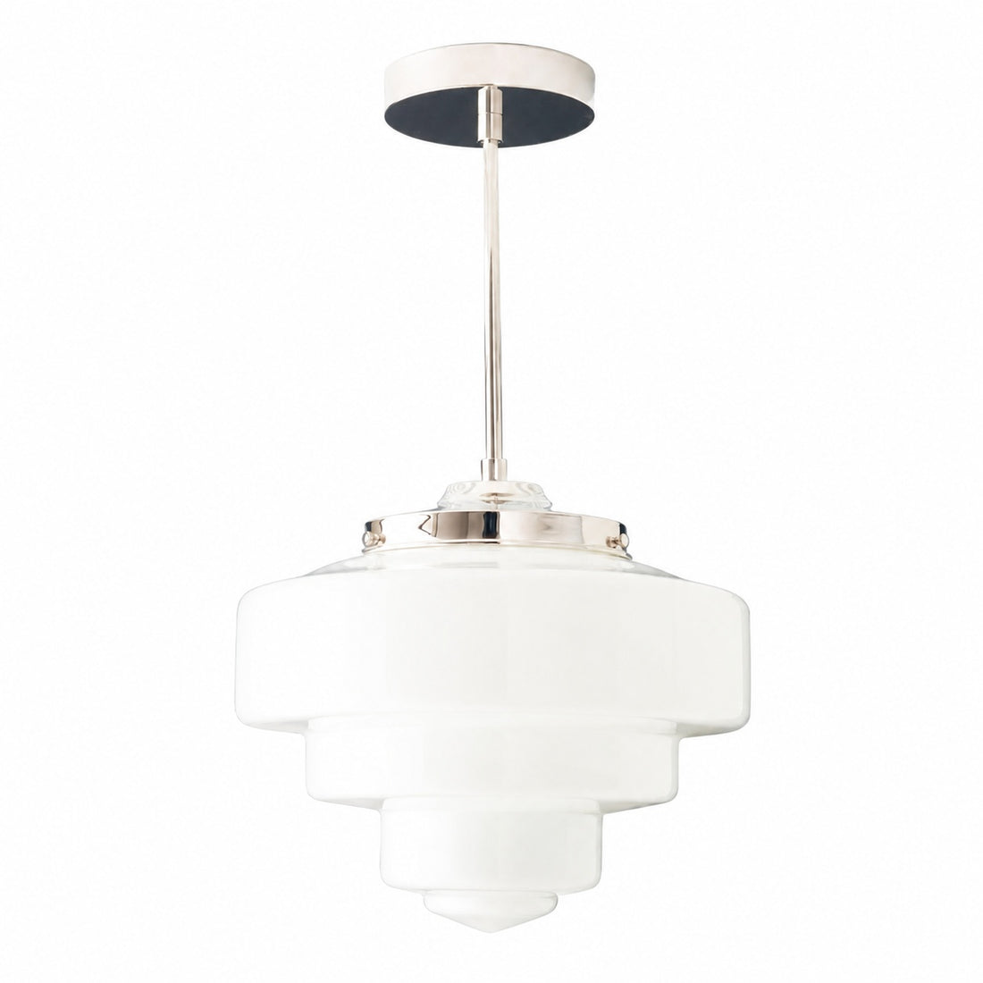 Geotower Glass Brass Pendant Light – Art Deco Opal Globe Ceiling Fixture