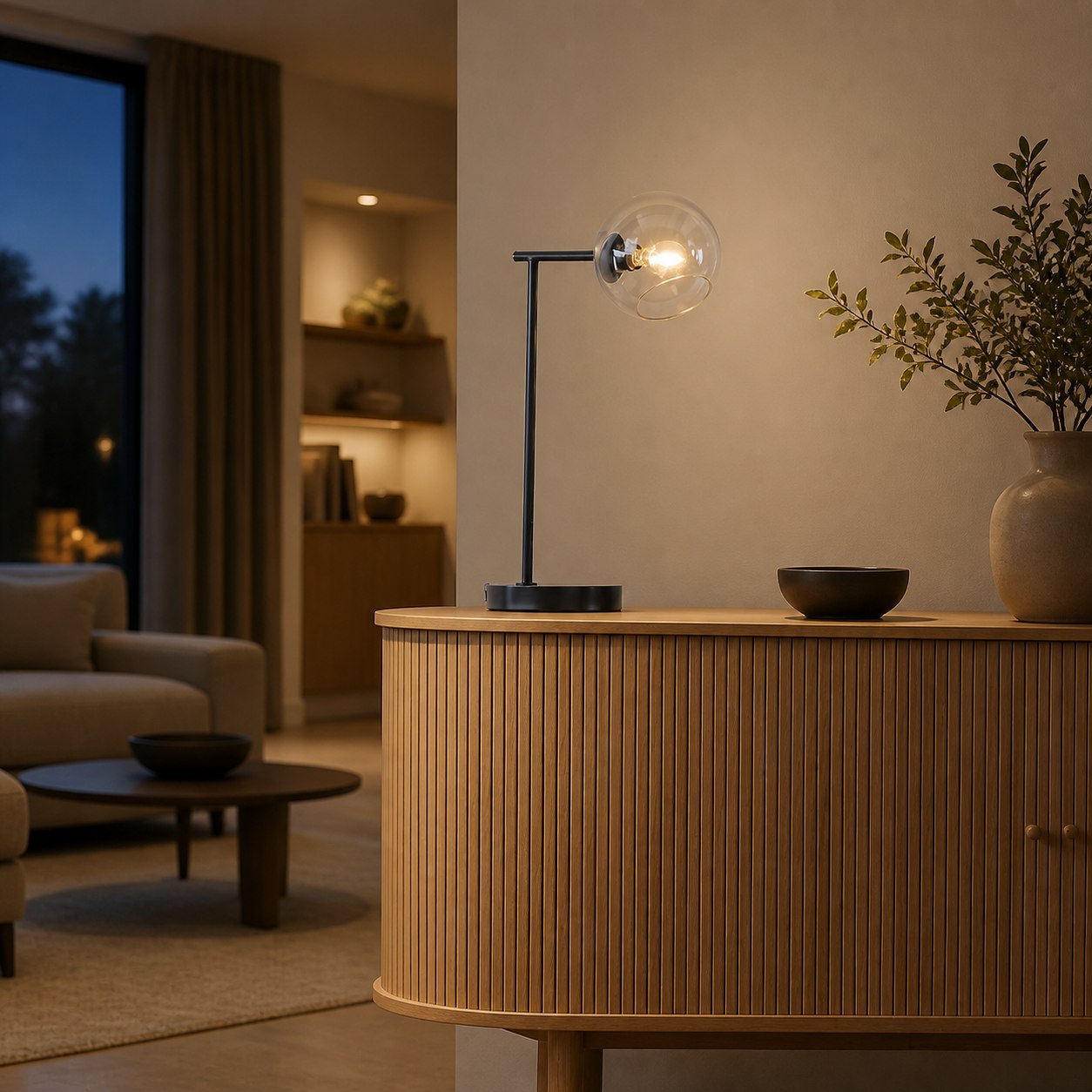 Brina Glass USB Table Lamp - Modern Bedside Desk Light with Style