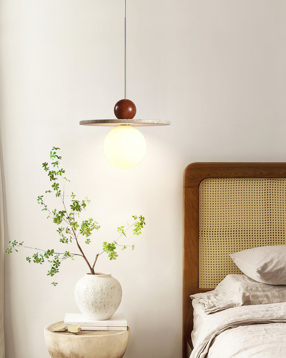Retro Decor Cave Stone Disc Pendant Light