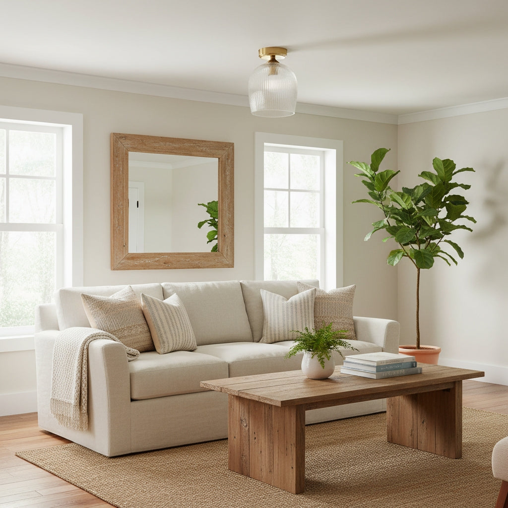 Brazara Dome Ceiling Light - Industrial Ribbed and Clear Glass for Living Room