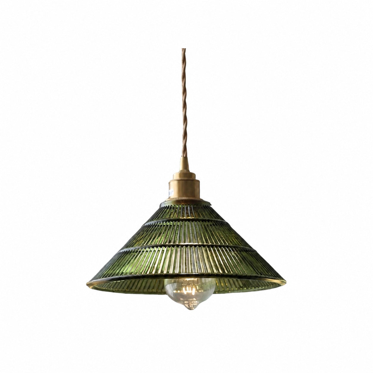 Ribilux Ribbed Pendant Light - Vintage Glass and Metal for Kitchen and Dining Room
