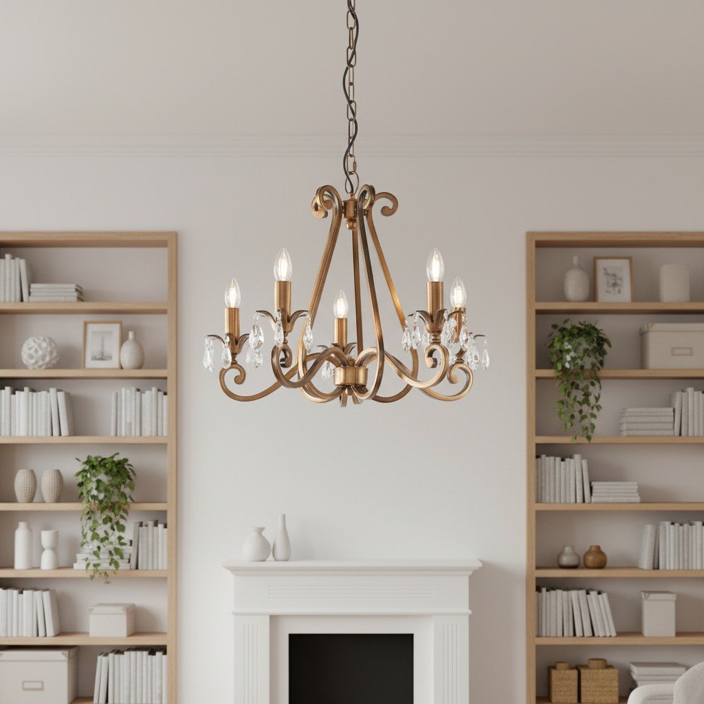 Talonis Crystal Chandelier - Traditional Candle-Style Brass and Nickel for Living Room and Dining Room