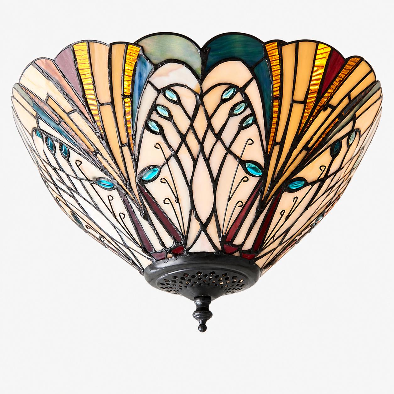 TF Hector Ceiling Light – Handcrafted Stained Glass Design Semi‑Flush or Pendant Fixture for Home