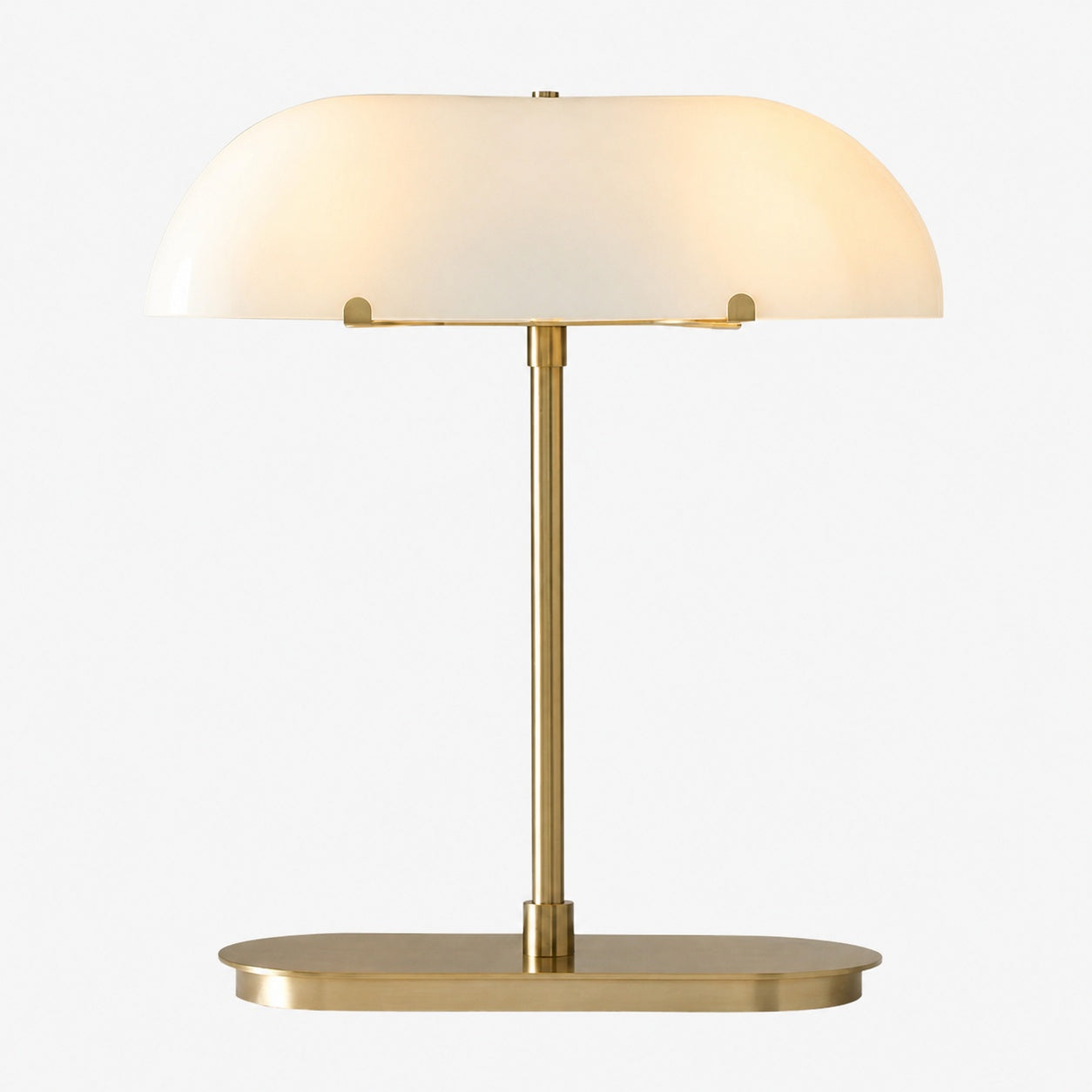 Ferosa Boat-Shaped Lampshade Table Lamp – Vintage Bronze Finish with Milk Glass Shade