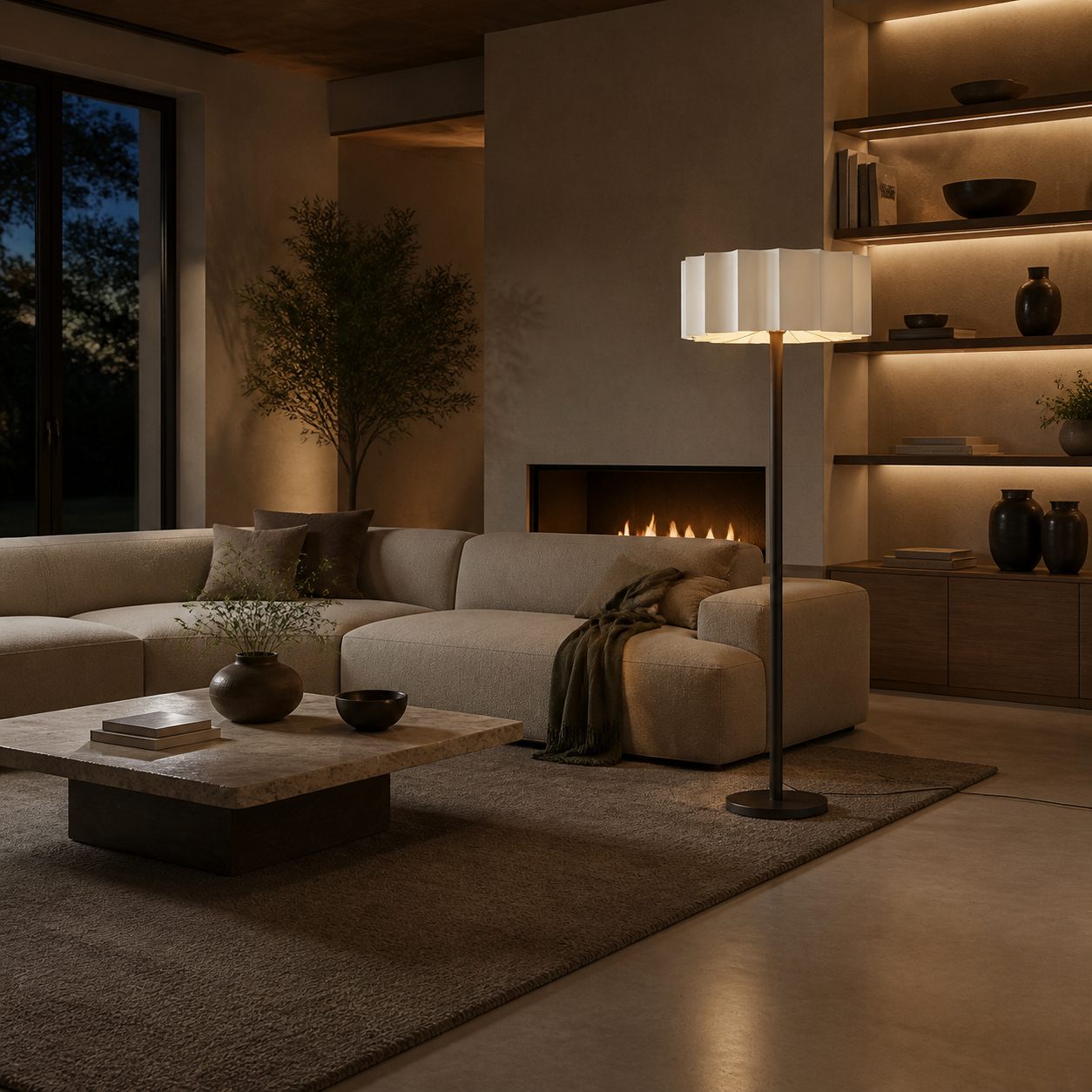 Cavilon Modern Floor Lamp - Slim Profile and Soft Shade Contemporary Metal Lighting for Bedroom