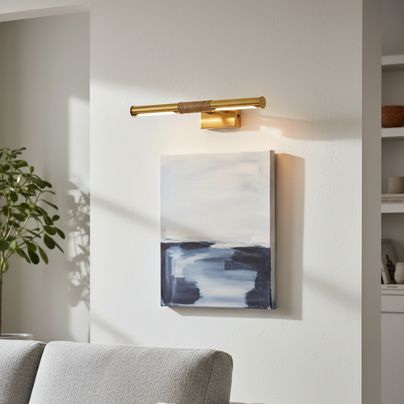Aurix Picture Light - Slim Wrapped‑Center Bar Design Metal Finish Wall Lamp for Gallery & Hallway