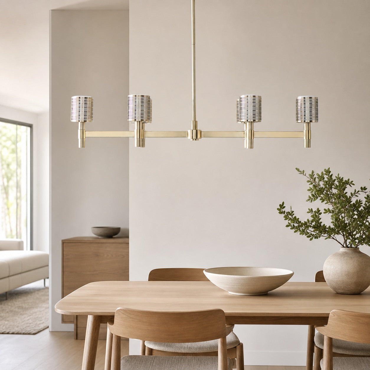 Galvia Champagne Bronze 6-Light Chandelier - Metal Adjustable