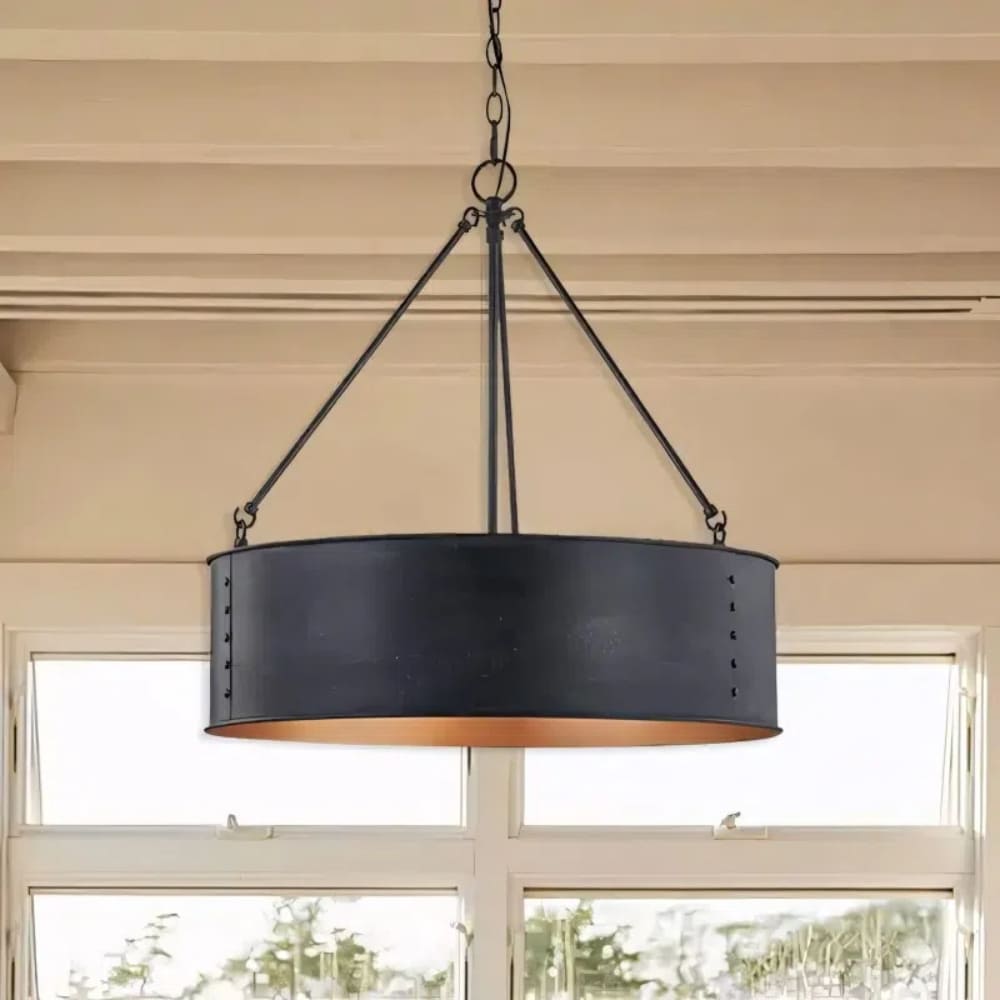 Industrial Black Drum Pendant Light - Metal Pendant For Dinning Room