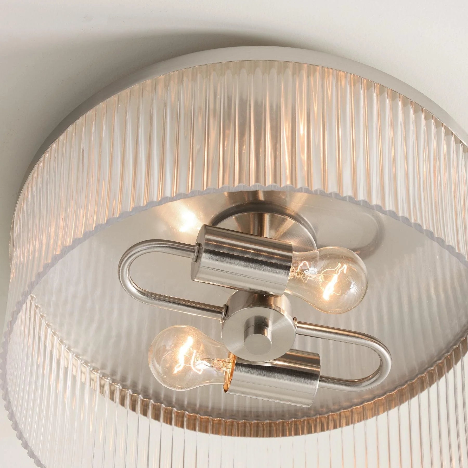 Cooper Ribbed Glass Flush Mount Ceiling Lamp -  Drum Crystal Light