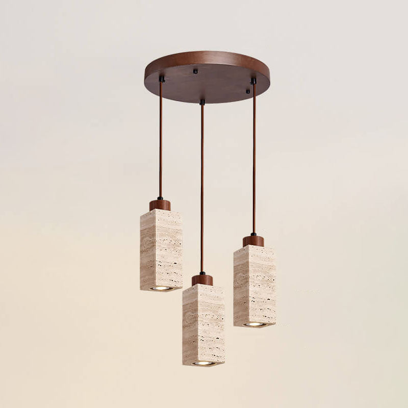 Wabi Sabi Solid Wood Stone Pendant Light