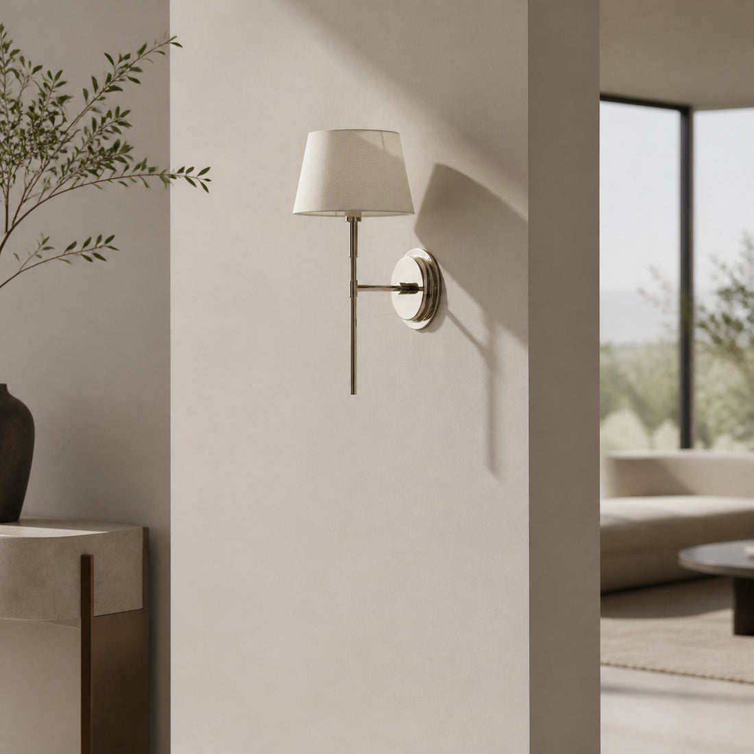Cremaris Metal Wall Light with Fabric Shade - Timeless Sconce for Interior Lighting