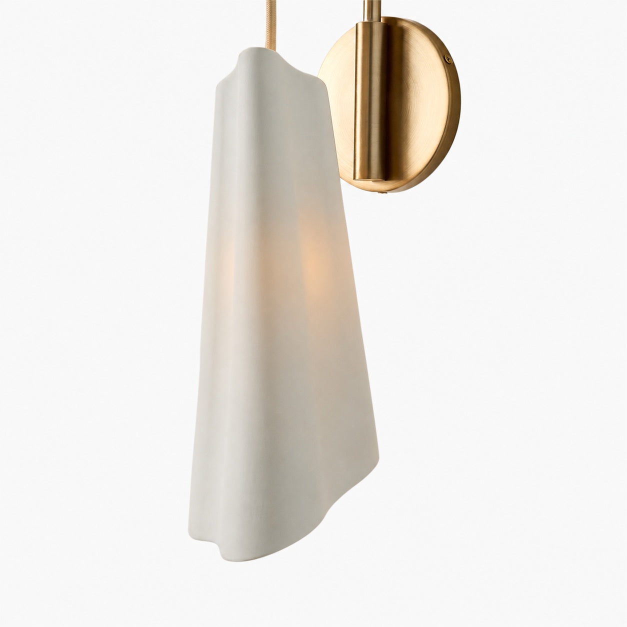 Orovia Sleek Wall Sconce – Ceramic Glass & Metal Champagne Brass