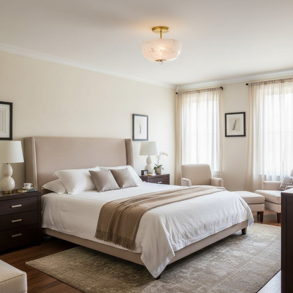 Clea Rounded Glass Flush Mount - Dotted Shade for Bedroom and Hallway Lighting