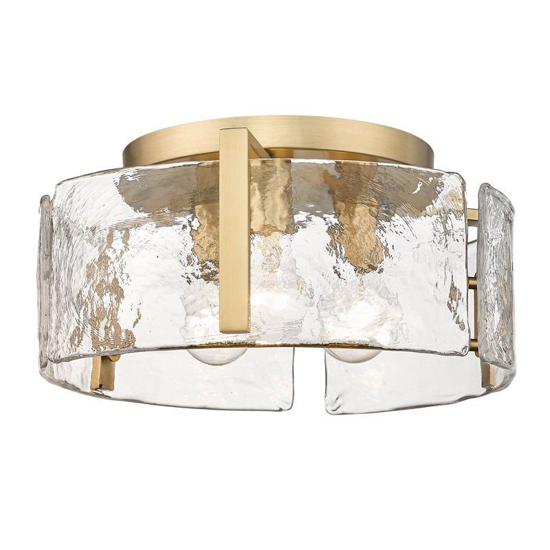 Modern Drum Water Ripple Ceiling Light - Glass Flush Mount Light