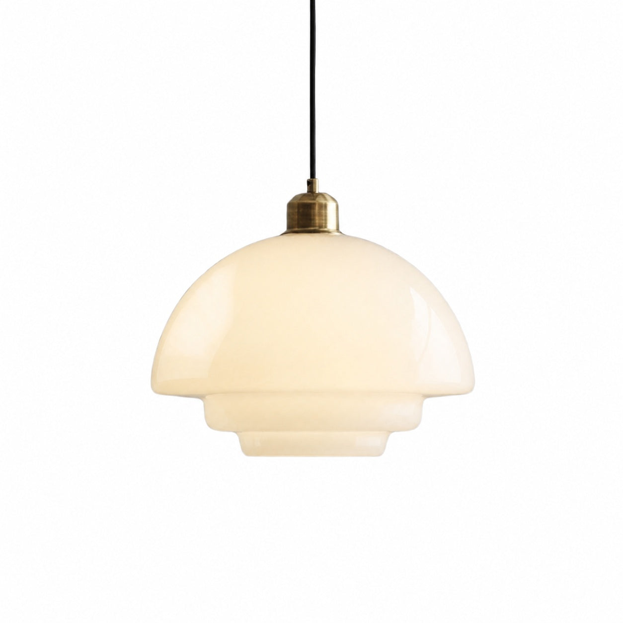 Opalisse Art Deco Pendant Light – Milk Glass Dome Ceiling Lamp for Dining Room N07
