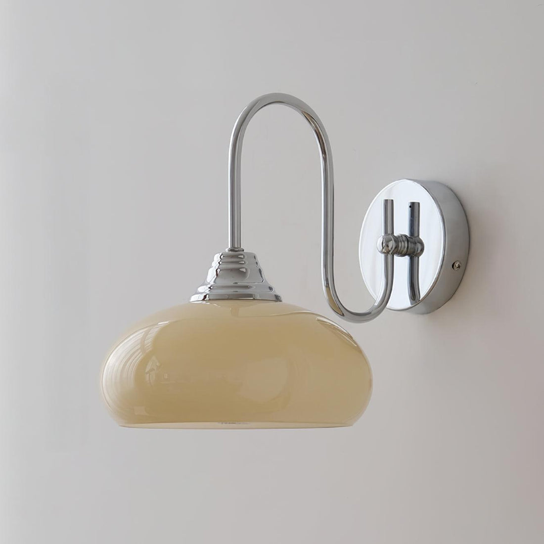 Bauhaus Wind Cream Glass Shade Metal Curved Pole Wall Sconce