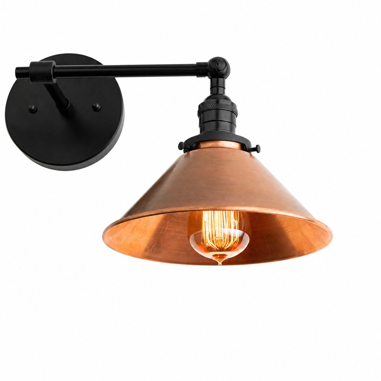 Conique Metal Industrial Wall Sconce with Dual Cone Shades - Vintage Metal Finish
