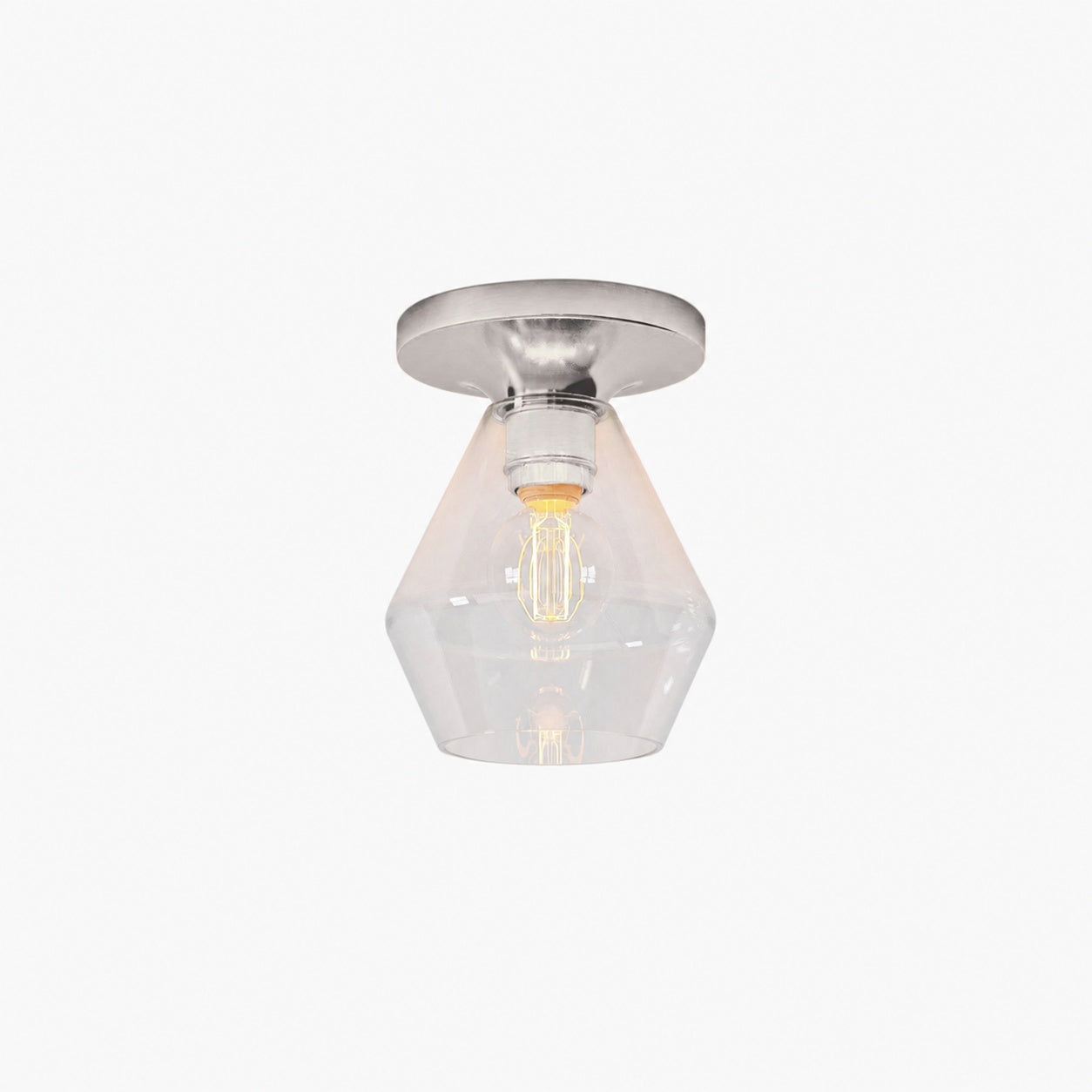 Merin Minimalist Sleek Geometric Glass Flushmount Light