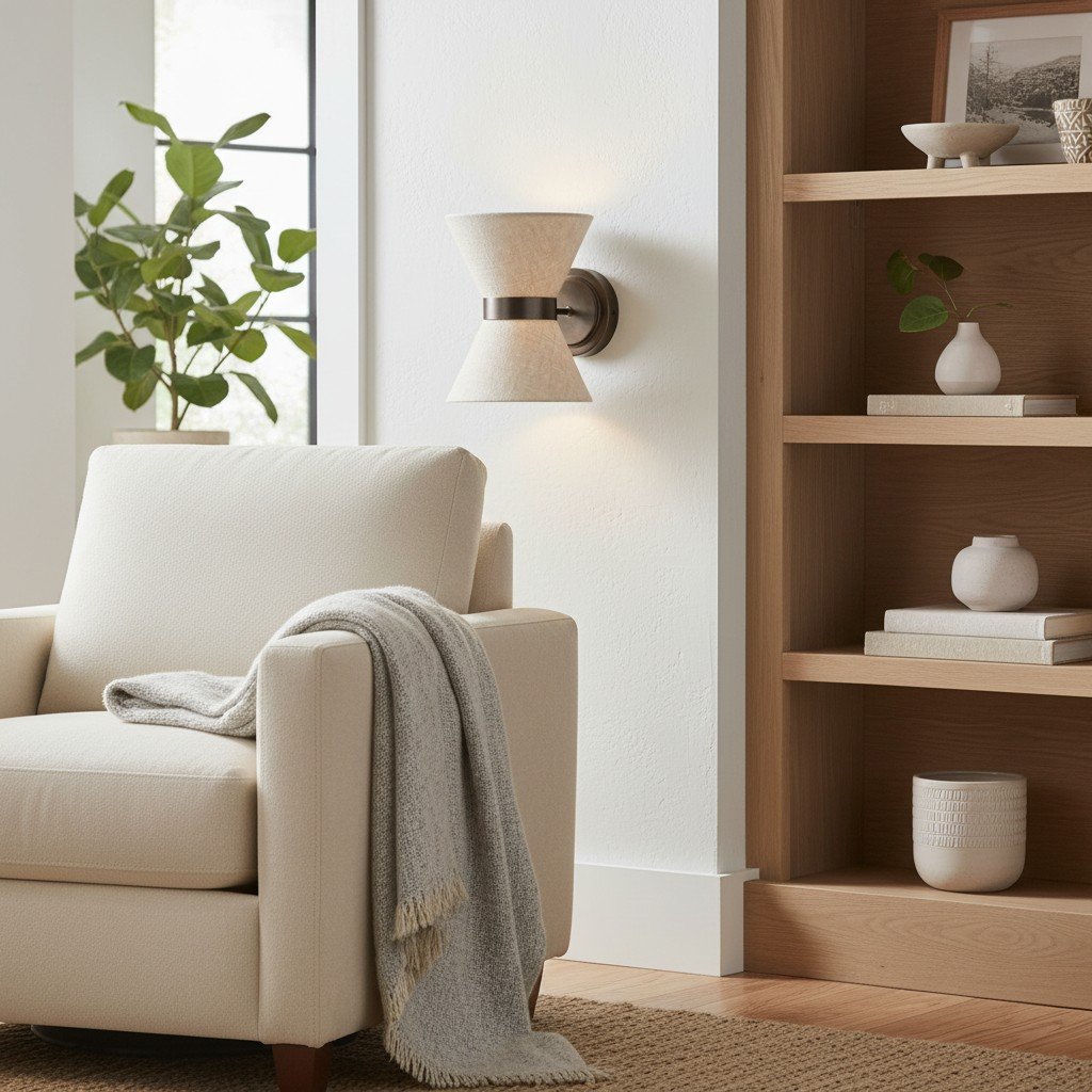 Ankora Wall Light - Bow-Tie Linen Shade Design Aged Brass Metal Sconce for Hallway