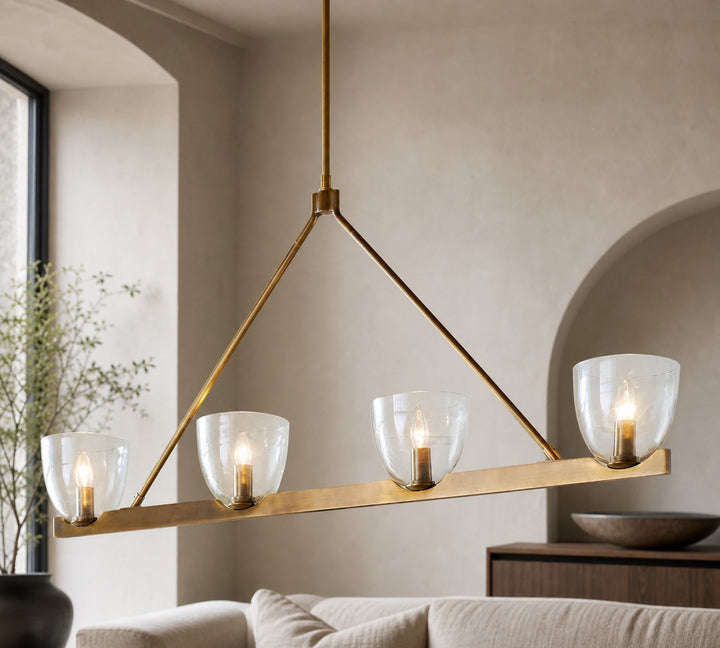 Auria Hand-blown Glass Metal Chandelier - Contemporary Brass Design