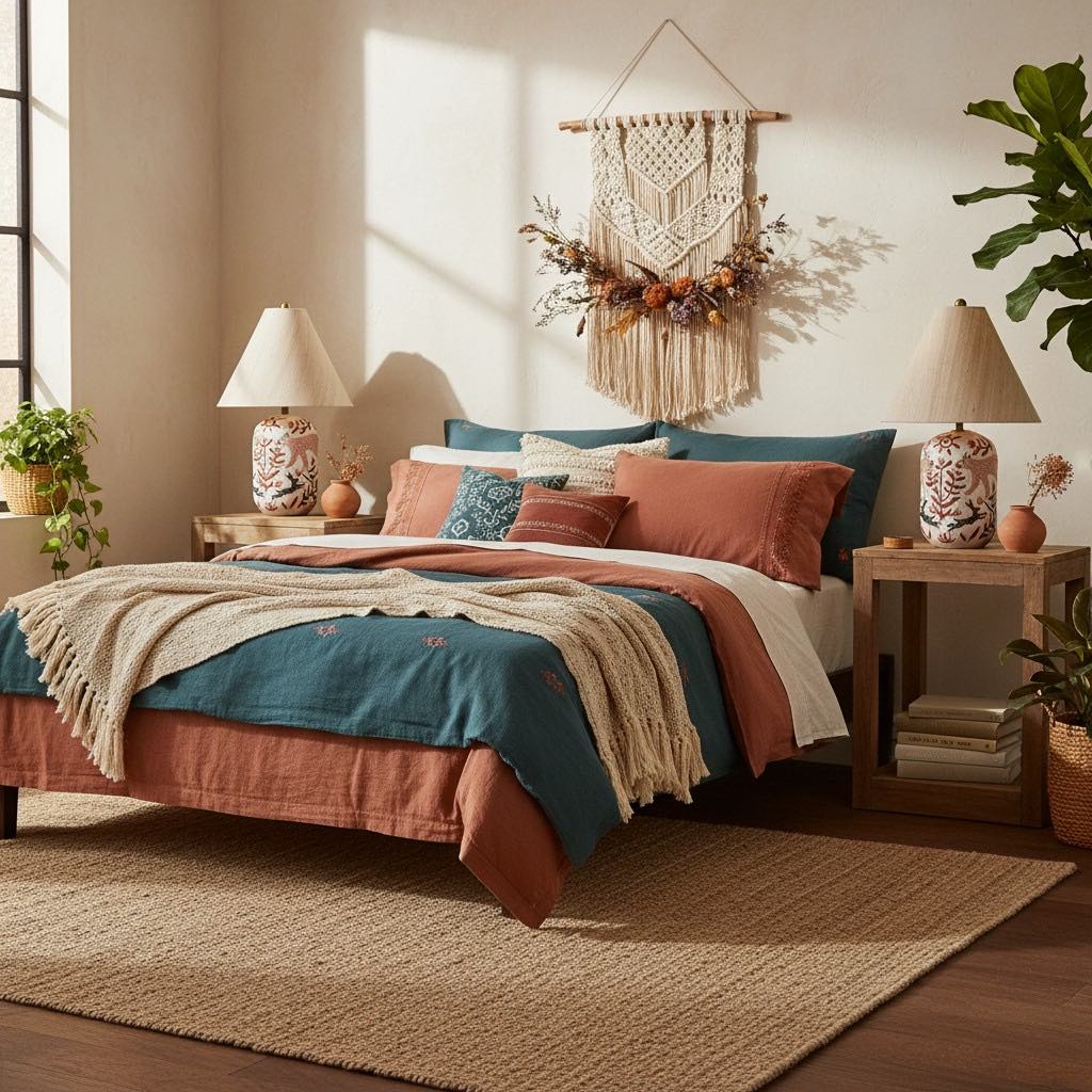 Ceruna Ceramic Table Lamp - Tapered Linen Shade Wax Resist for Bedroom