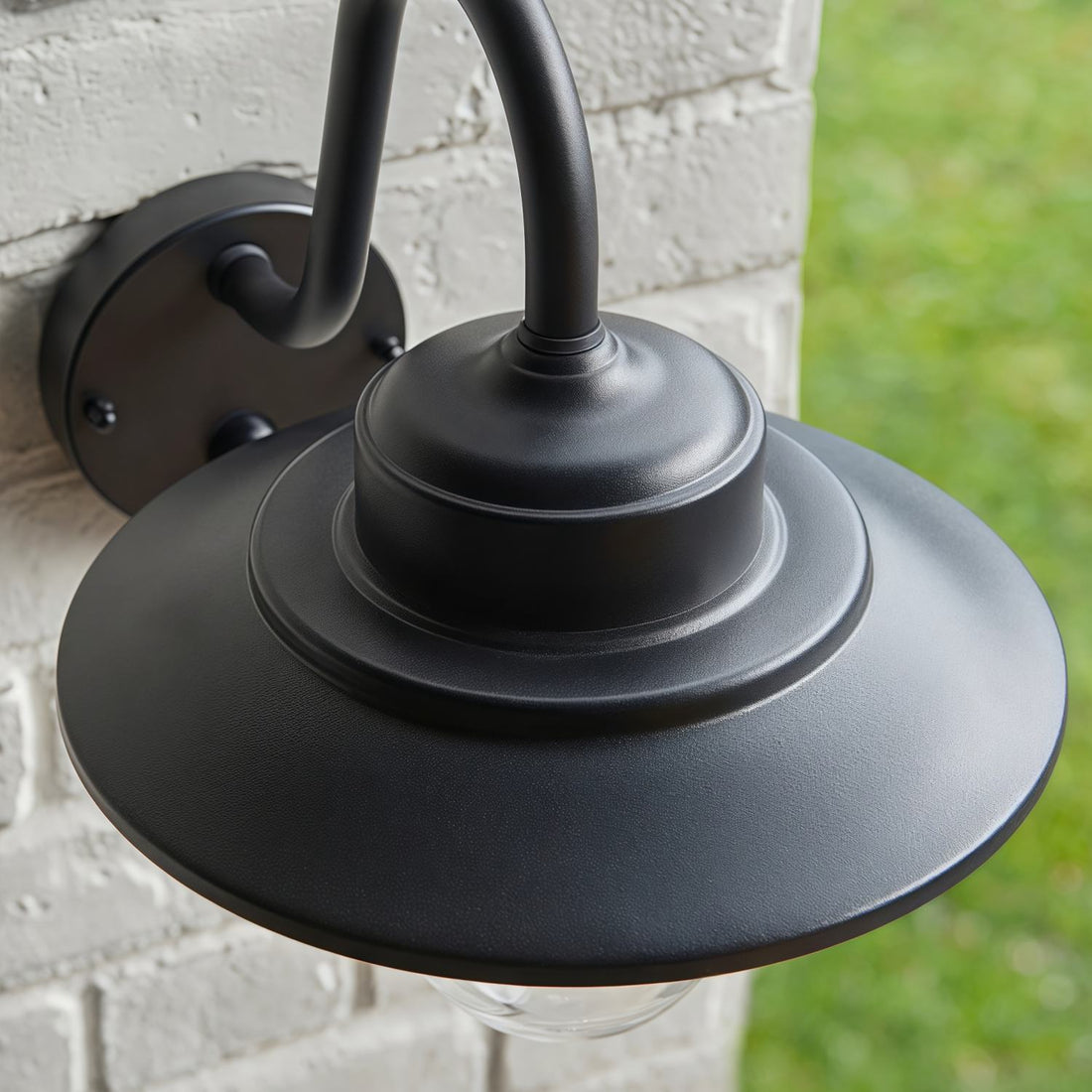 Trevanta Arched Arm Design Wall Light - Black Painted Sensor Lantern Style for Small Spaces