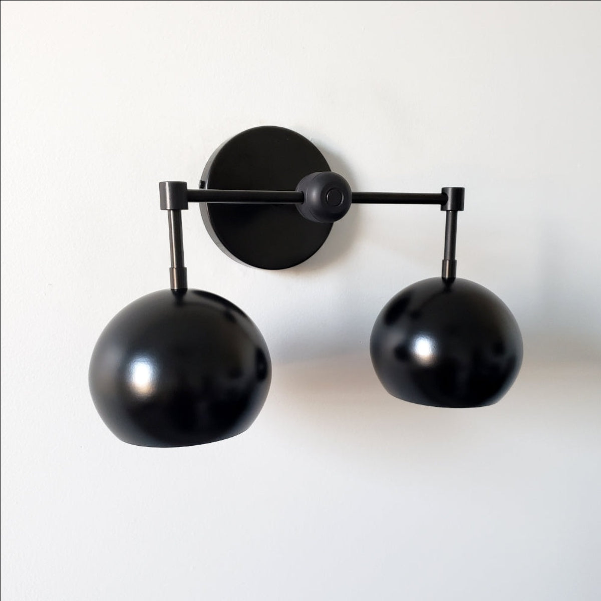 Black Shades Sconce - Double Head Matte Vanity Wall Light For Bedroom