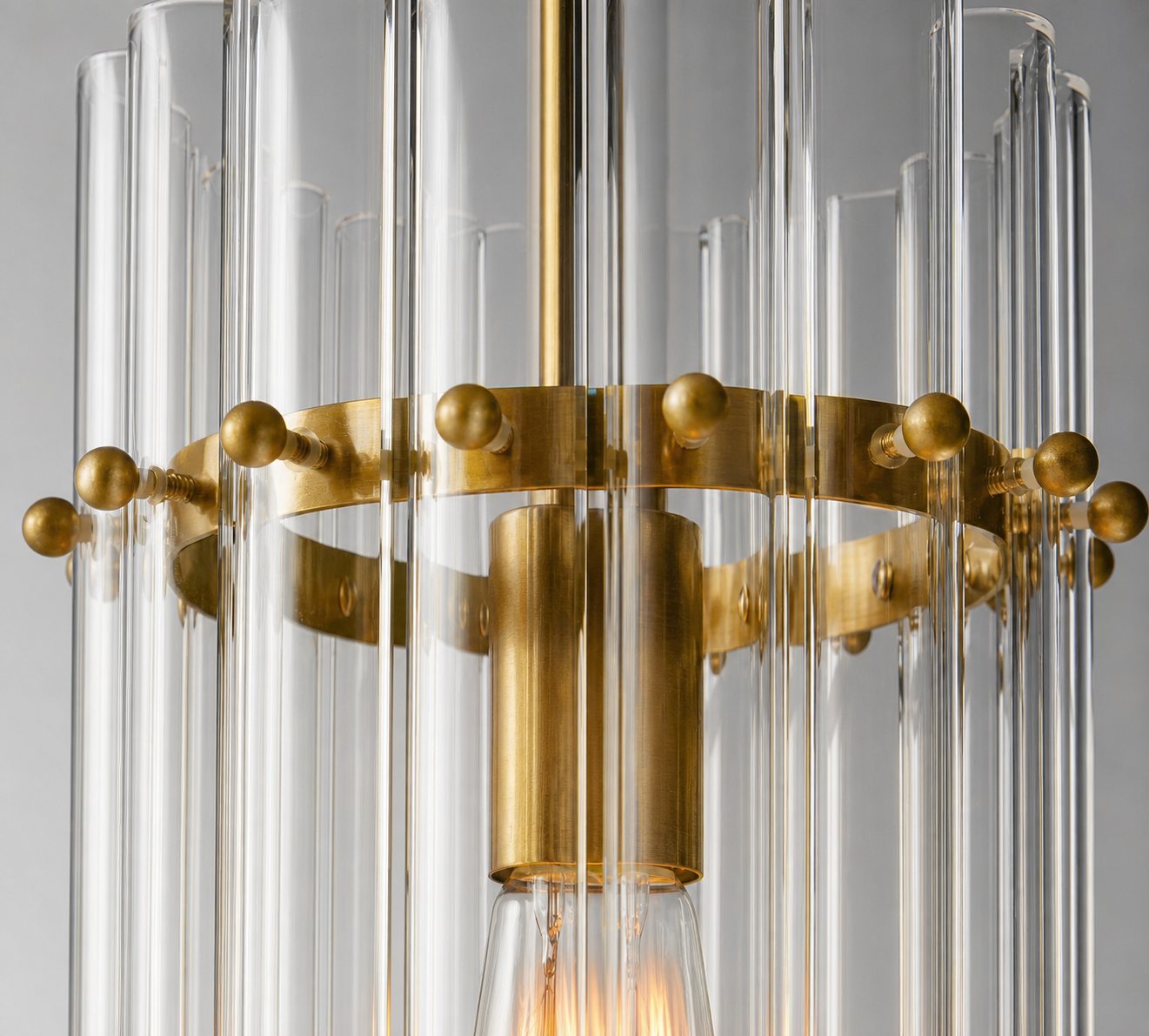 Lumora Crystal Pendant Light – Elegant Tumbled Brass & Cut Glass