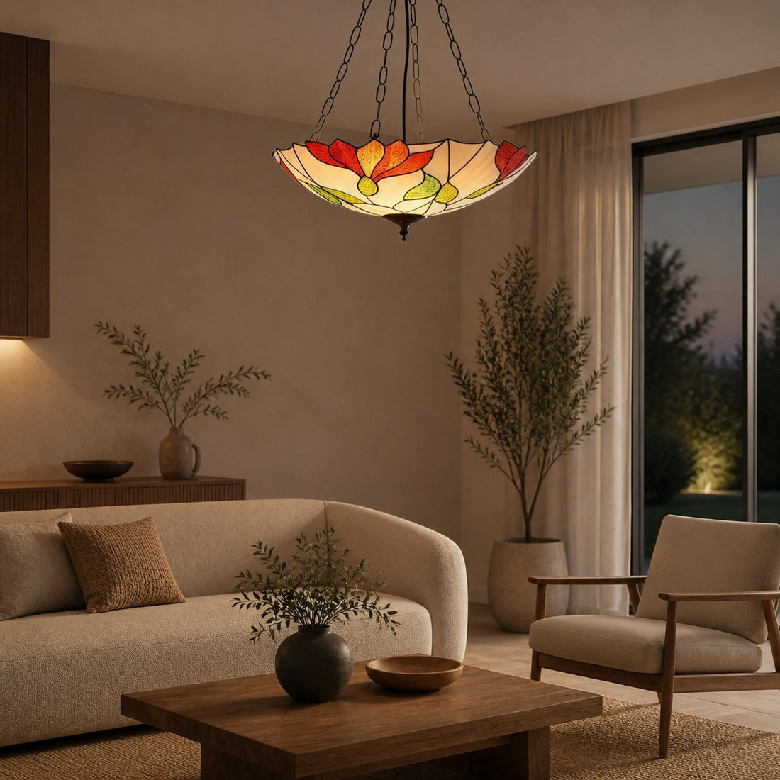TF Botanica Floral Glass Ceiling & Pendant Lighting - Art Glass Style Fixture for Rooms